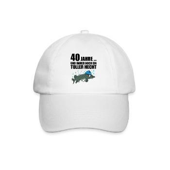 Anglergeschenk zum 40 Geburtstag 40 Ehrentag - Baseballkappe - Weiß/Weiß - Vorne