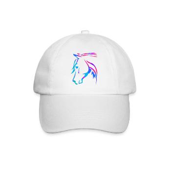 Horse in Pink - Horse Head Drawing - Horse Riding - Baseball Cap - white/white - Front