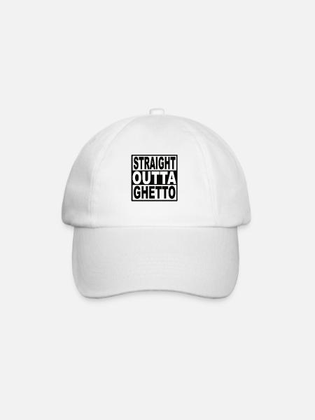 Straigt Outta Ghetto - Baseballkappe - Weiß/Weiß