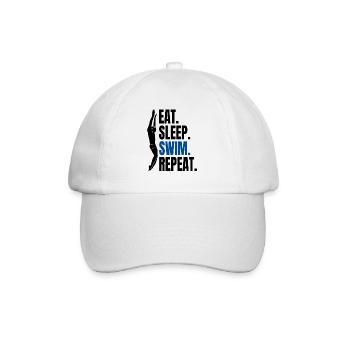 Eat Sleep Swim Repeat - Schwimmen Schwimmer - Baseballkappe - Weiß/Weiß - Vorne