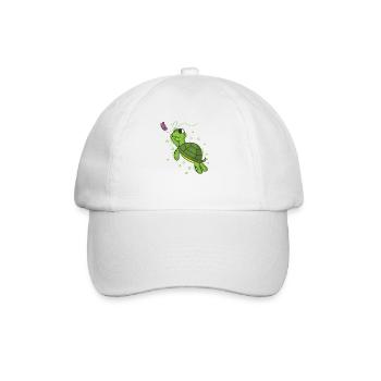 Turtle with Butterfly Reptile Water - Baseball Cap - white/white - Front