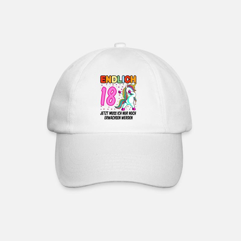 18. Geburtstag Einhorn 18 Jahre 18. Jubiläum Fun - Baseballkappe - Weiß/Weiß