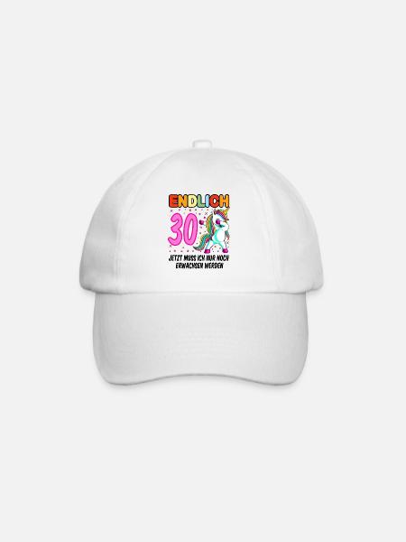 30. Geburtstag Einhorn 30 Jahre 30. Jubiläum Fun - Baseballkappe - Weiß/Weiß