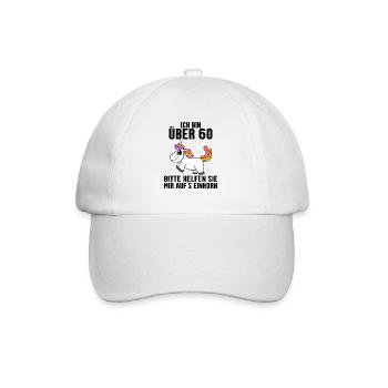 60. Geburtstag Frau 60 Jahre alt Einhorn Spruch - Baseballkappe - Weiß/Weiß - Vorne