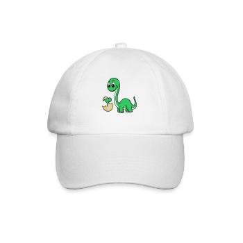 Dinosaurier mit Baby Dinosaurier - Baseballkappe - Weiß/Weiß - Vorne