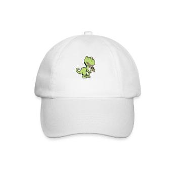 Singender Dino mit Mikrofon - TREX - Baseballkappe - Weiß/Weiß - Vorne