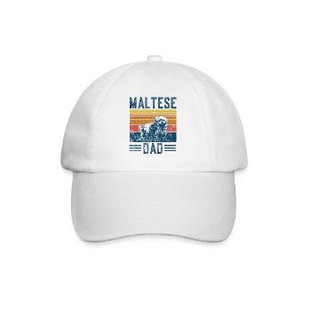 Dog Maltese Papa - Vintage Maltese Papa - Baseball Cap - white/white - Front