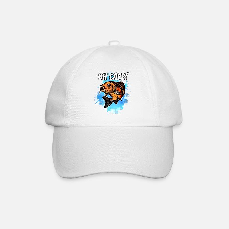 Oh Karpfen – lustiges Karpfenfischen-Design - Baseballkappe - Weiß/Weiß