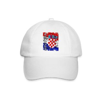 Hrvatska Flagge Wappen Kroatien - Baseballkappe - Weiß/Weiß - Vorne