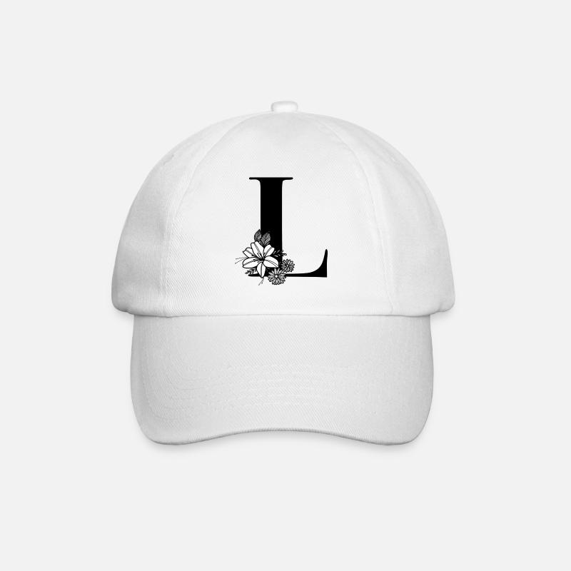Buchstabe L - Baseballkappe - Weiß/Weiß