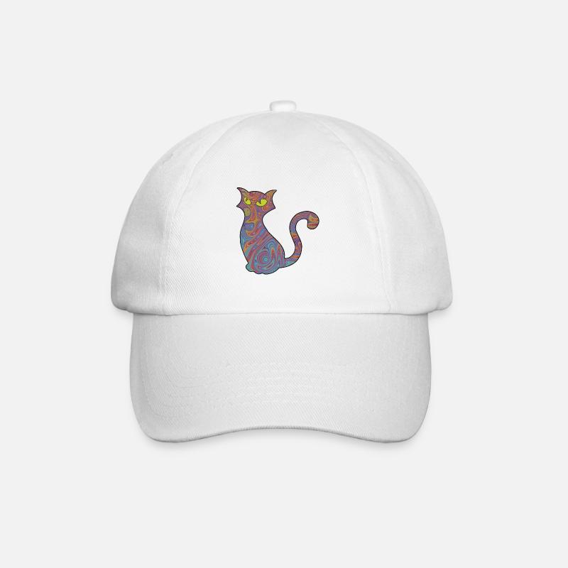 Chat psychédélique - Casquette classique - blanc/blanc