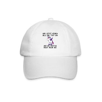 Einatmen Ausatmen Idioten Einhorn - Baseballkappe - Weiß/Weiß - Vorne
