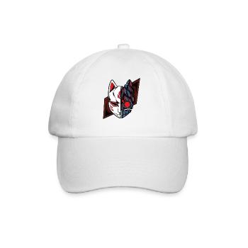 mecha kitsune anime manga cat fox - Baseballkappe - Weiß/Weiß - Vorne