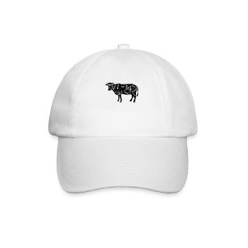 Cow Butcher Beef Cuts Diagram - Meat Cutting - Baseball Cap - white/white - Front