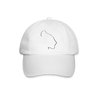 Löwin Line Art - Minimalistisch - Baseballkappe - Weiß/Weiß - Vorne