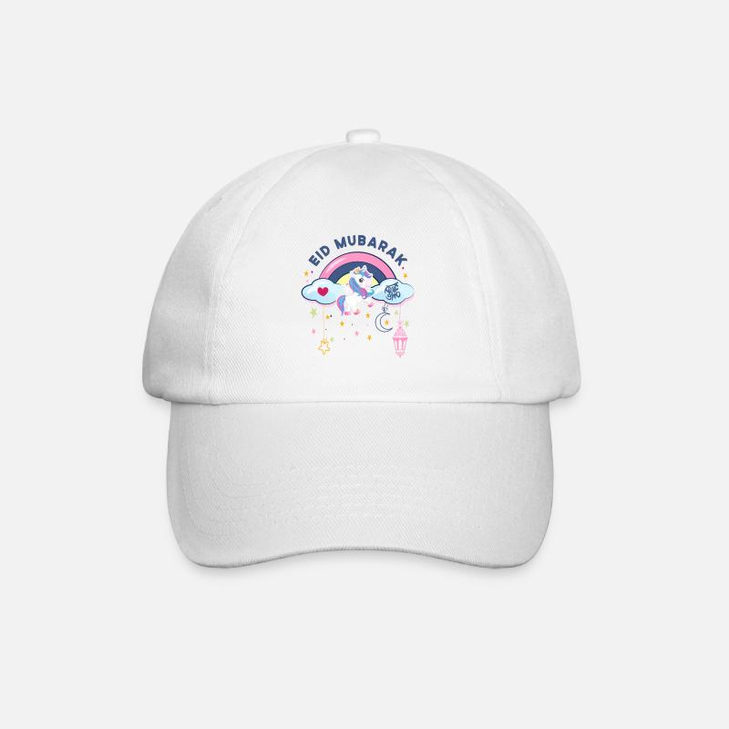 Eid Mubarak | Geschenk Eid Mubarak Mädchen Einhorn - Baseballkappe - Weiß/Weiß