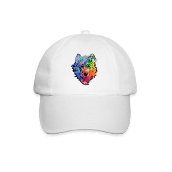 Wolfs Gesicht bunt Aquarell Wolfskopf - Baseballkappe - Weiß/Weiß - Vorne