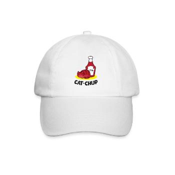 Ketchup Katzenliebhaber Katze Chup Lustiger - Baseballkappe - Weiß/Weiß - Vorne