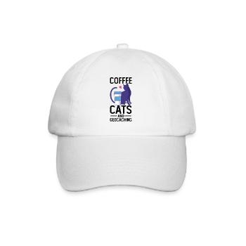 Coffee Cats And Geocaching Cache Hunting Hiking - Baseball Cap - white/white - Front