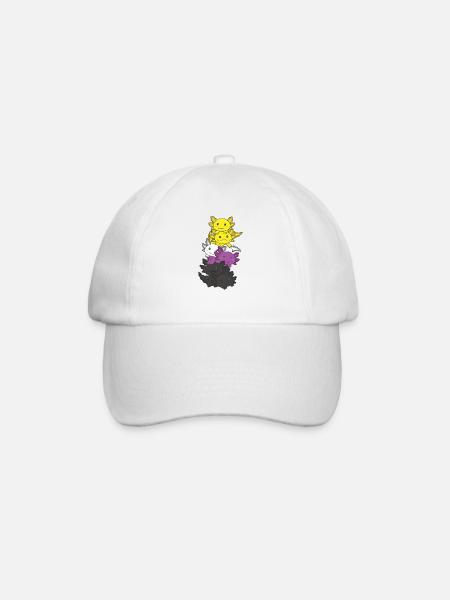 Nonbinary Flag Non Binary Pride LGBTQ Axolotl - Baseballkappe - Weiß/Weiß