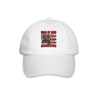 Man Of God Shirt Biker Husband Father Grandfather - Baseball Cap - white/white - Front