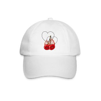 fiery cherries cherry hot fruit hearts - Baseball Cap - white/white - Front