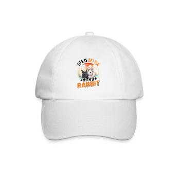 Life is better with a Rabbit Häschen Kaninchen - Baseball Cap - white/white - Front