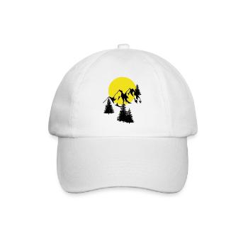 Mountains Moon Peak Spruce Conifer Firs Natural - Baseball Cap - white/white - Front