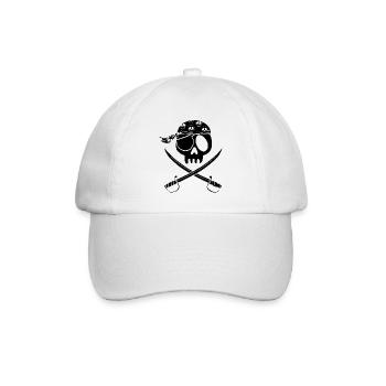 Black pirate skull - Baseball Cap - white/white - Front