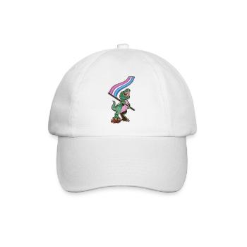 LGBTQ-Flagge - Dinosaurierbär - Baseballkappe - Weiß/Weiß - Vorne