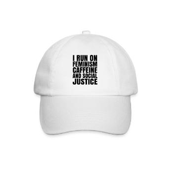 I Run On Feminism Caffeine And Social Justice Gay - Baseballkappe - Weiß/Weiß - Vorne