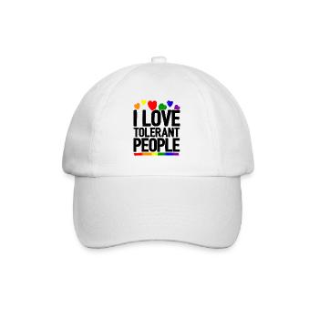 I Love Tolerant People Bisexual Gay Pansexual Rain - Baseballkappe - Weiß/Weiß - Vorne