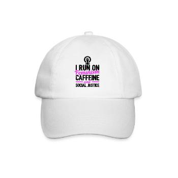 I Run On Feminism Caffeine And Social Justice Gay - Baseballkappe - Weiß/Weiß - Vorne