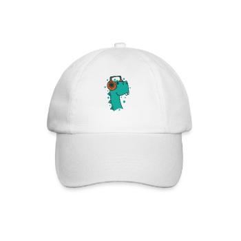 Dino hört Musik mit Kopfhörer Dinosaurier - Baseballkappe - Weiß/Weiß - Vorne