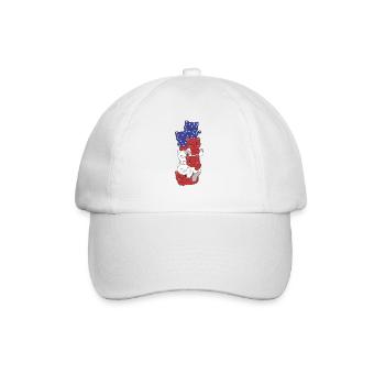 Katze für den vierten Juli USA Flagge Katzen - Baseballkappe - Weiß/Weiß - Vorne