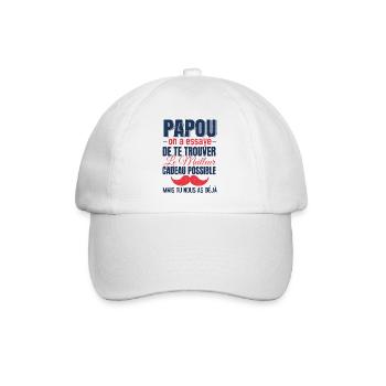 Papou Meilleur Cadeau Fête Des Pères Original Papy - Casquette classique - blanc/blanc - Devant