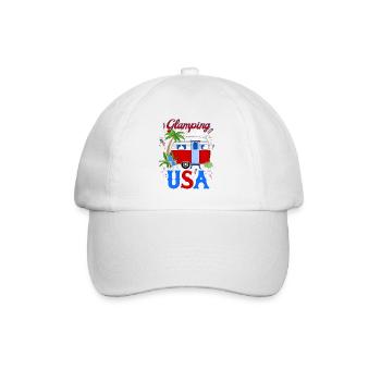 Glamping in The USA July 4th - Baseball Cap - white/white - Front