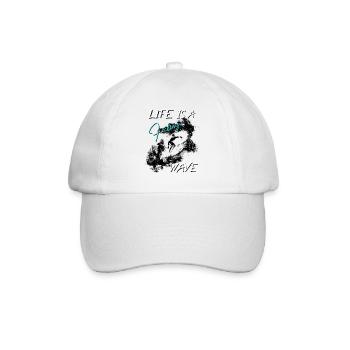 Surfing - Life Is A Fucking Wave | Black - Baseball Cap - white/white - Front