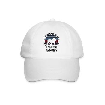 Work Hard - Retro English Bulldog - Baseball Cap - white/white - Front