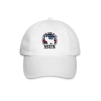 Work Hard - Retro Westie - Baseball Cap - white/white - Front