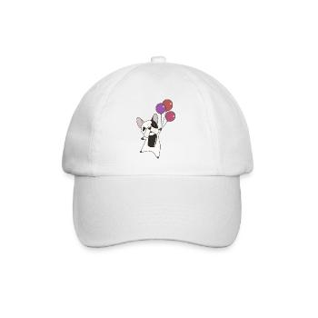 Bulldog flies balloons above cute animals dogs - Baseball Cap - white/white - Front
