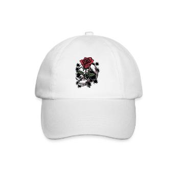Bullets and Skull Roses Aesthetic Dripping Pattern - Baseball Cap - white/white - Front