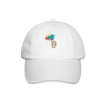 Regenbogen Herzen Pride LGBTQ Luftballons Faultier - Baseballkappe - Weiß/Weiß - Vorne