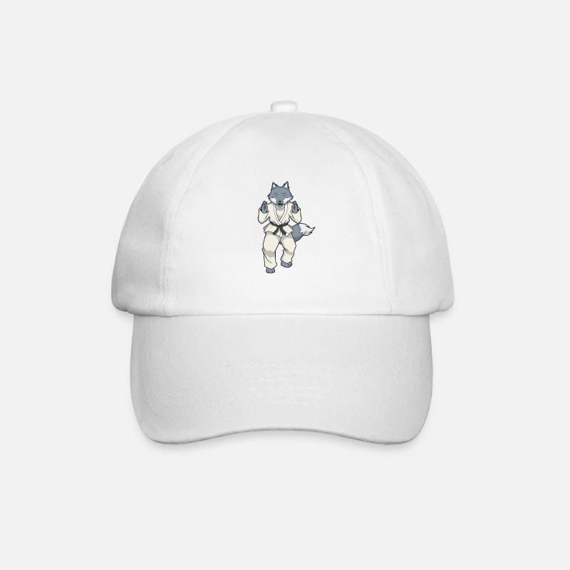 Comic Wolf fait du judo - Casquette classique - blanc/blanc