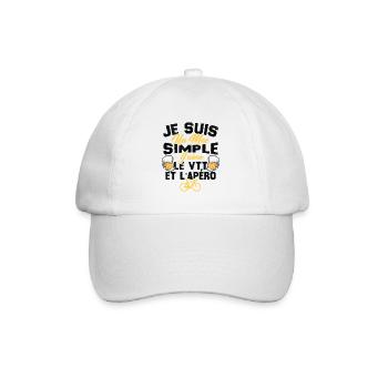 Je suis un mec simple j'aime le VTT et l'apéro - Casquette classique - blanc/blanc - Devant