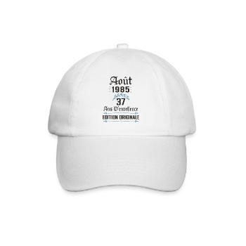 37 ans anniversaire aout 1985 - Casquette classique - blanc/blanc - Devant