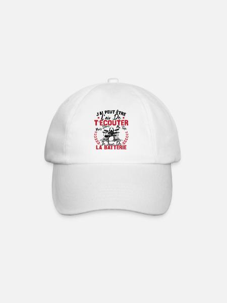 Dans Ma Tête Je Joue De La Batterie Batteur Cadeau - Casquette classique - blanc/blanc