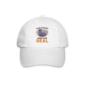 Life is better with a Seal Robbe - Baseball Cap - white/white - Front