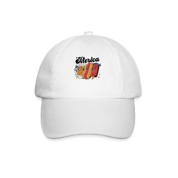 Merica 4. Juli Mug Hotdog Eis Eis am 4. Juli lusti - Baseballkappe - Weiß/Weiß - Vorne