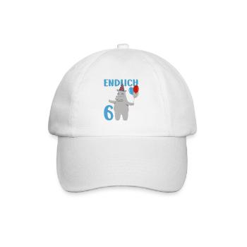 6 Geburtstag Geschenk Endlich sechs Jahre Nilpferd - Baseballkappe - Weiß/Weiß - Vorne